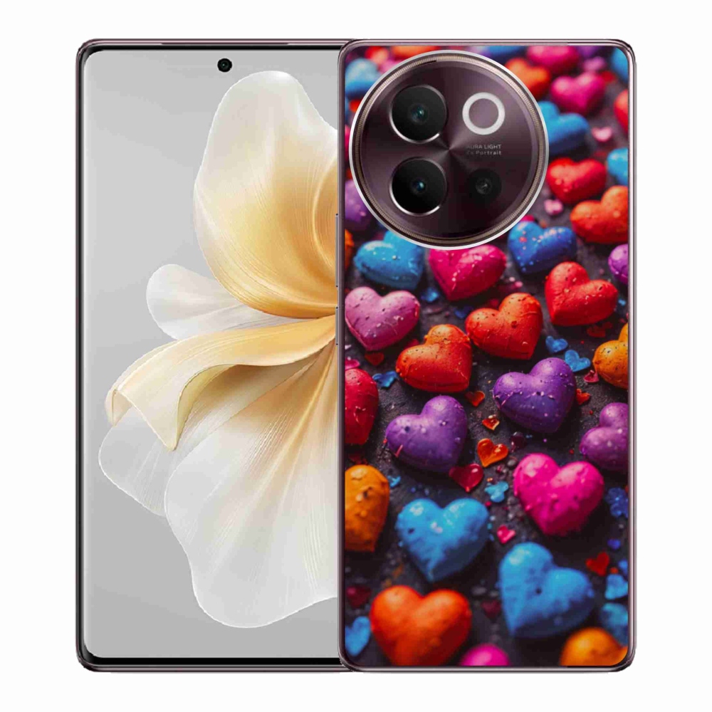 Gélový kryt mmCase na Vivo V40 Lite 5G - farebné srdcia