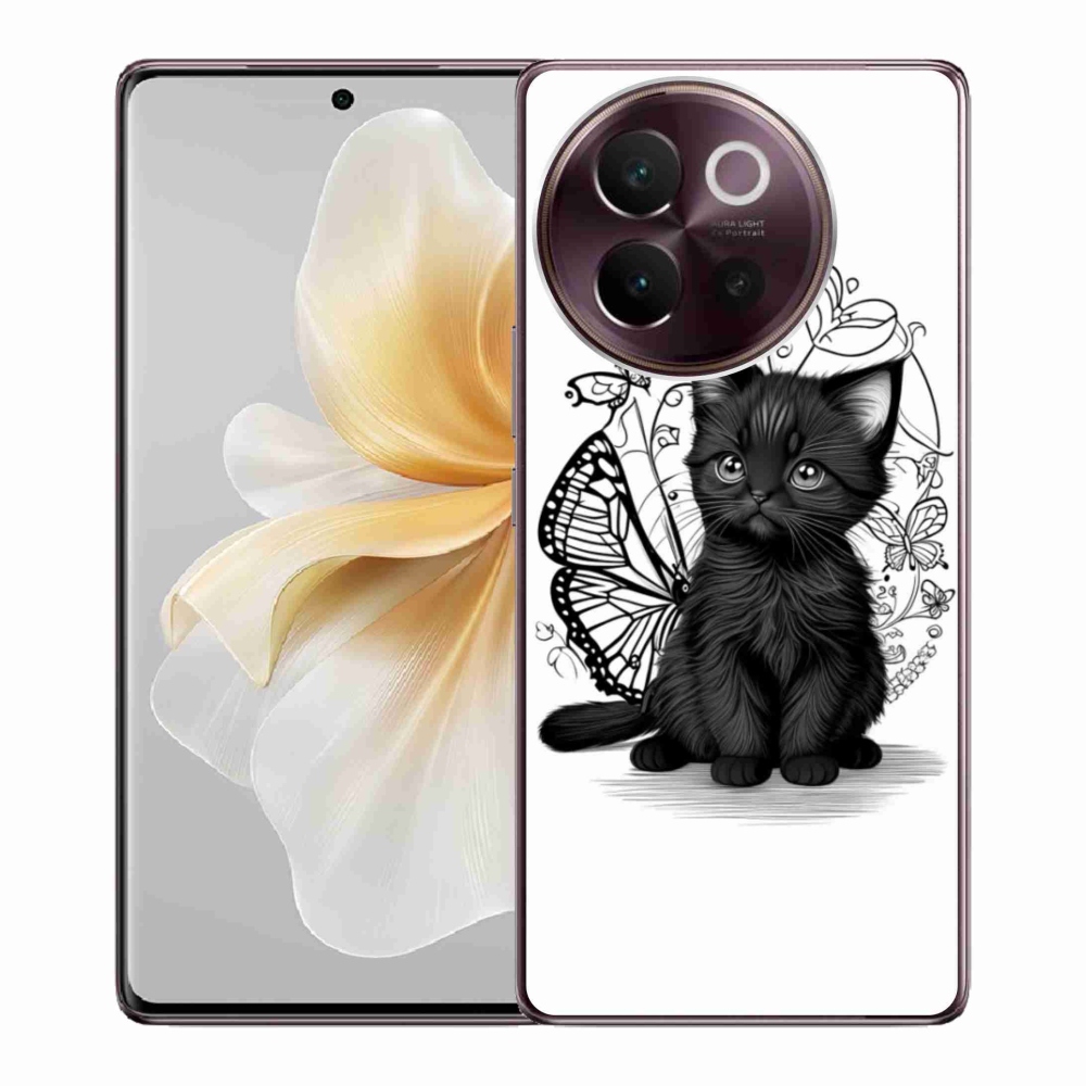 Gélový kryt mmCase na Vivo V40 Lite 5G - čierne mačiatko