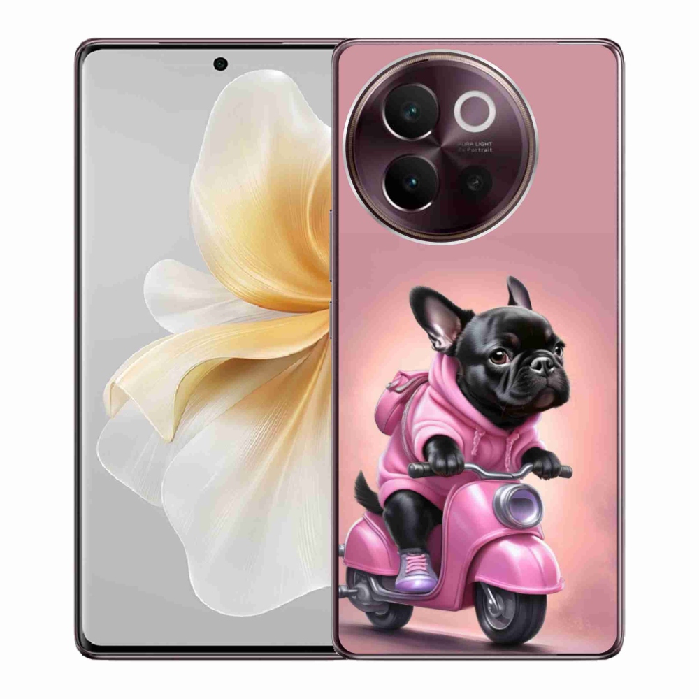 Gélový kryt mmCase na Vivo V40 Lite 5G - francúzsky buldoček na skútri
