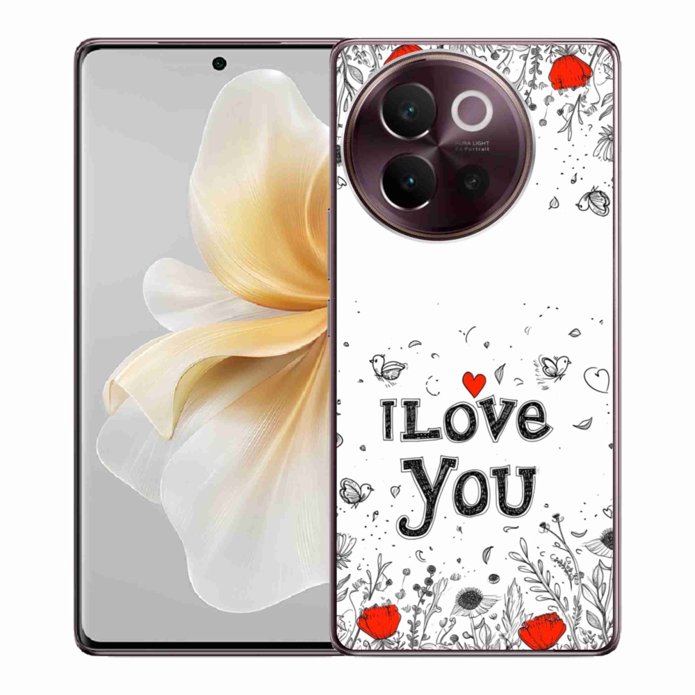 Gélový kryt mmCase na Vivo V40 Lite 5G - I love you biele pozadie