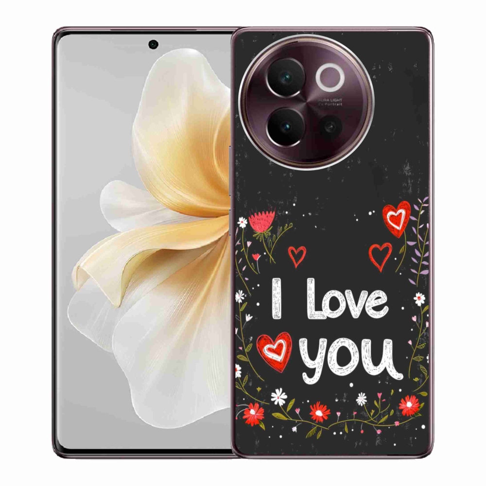 Gélový kryt mmCase na Vivo V40 Lite 5G - I love you čierne pozadie
