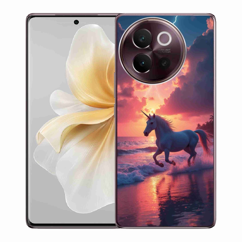 Gélový kryt mmCase na Vivo V40 Lite 5G - jednorožec na pláži
