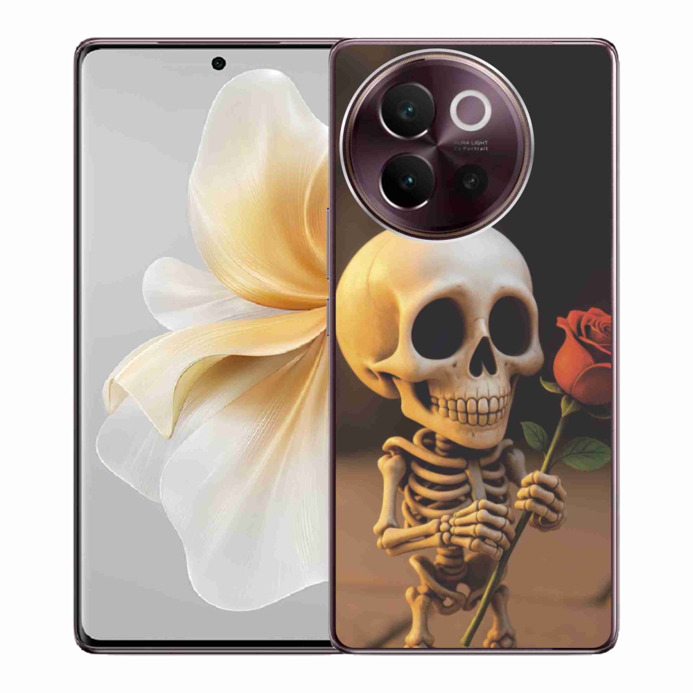 Gélový kryt mmCase na Vivo V40 Lite 5G - kostlivec s ružou