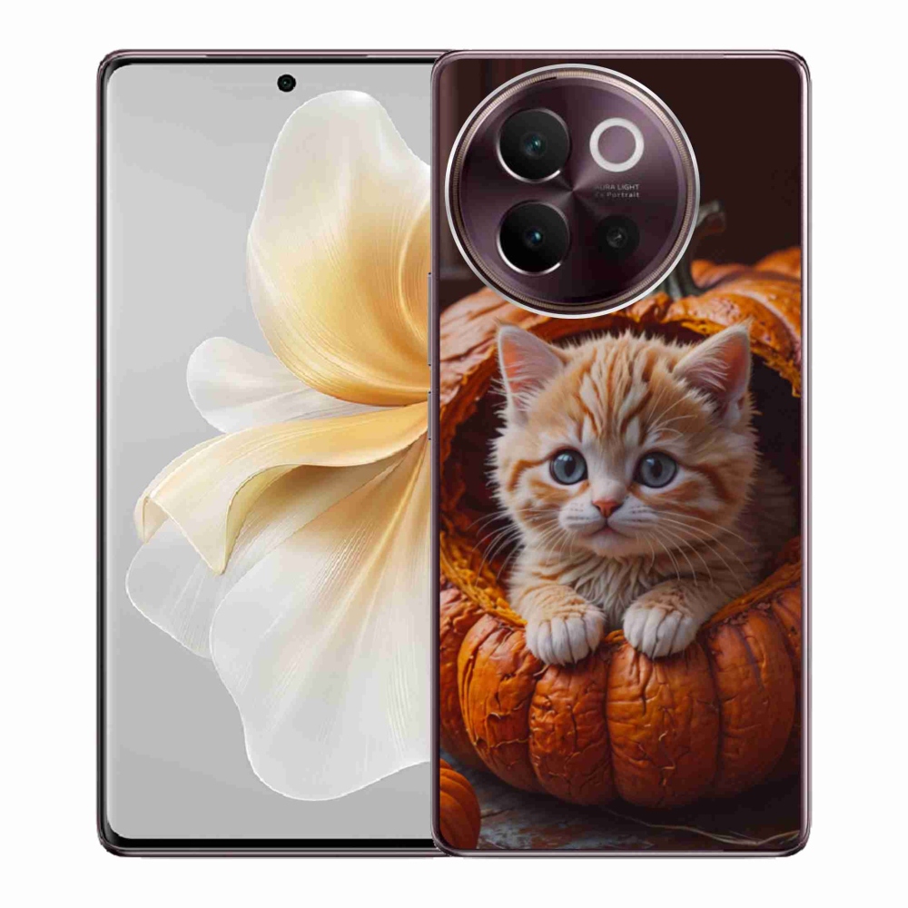 Gélový kryt mmCase na Vivo V40 Lite 5G - mačiatko a tekvica 2