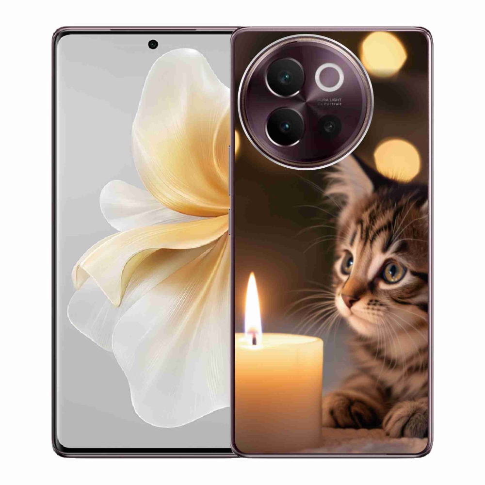 Gélový kryt mmCase na Vivo V40 Lite 5G - mačiatko a sviečka