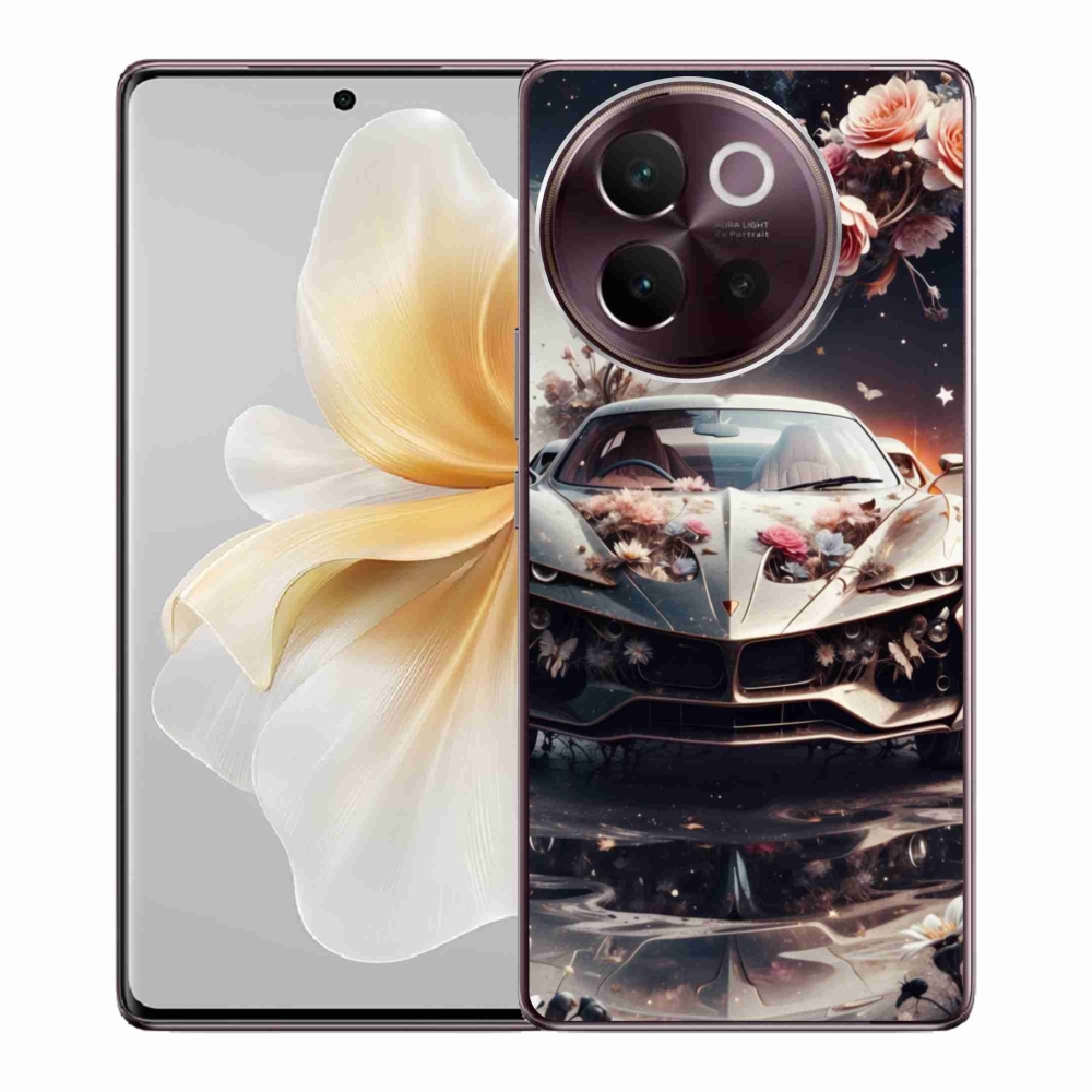 Gélový kryt mmCase na Vivo V40 Lite 5G - kvetinový športový automobil