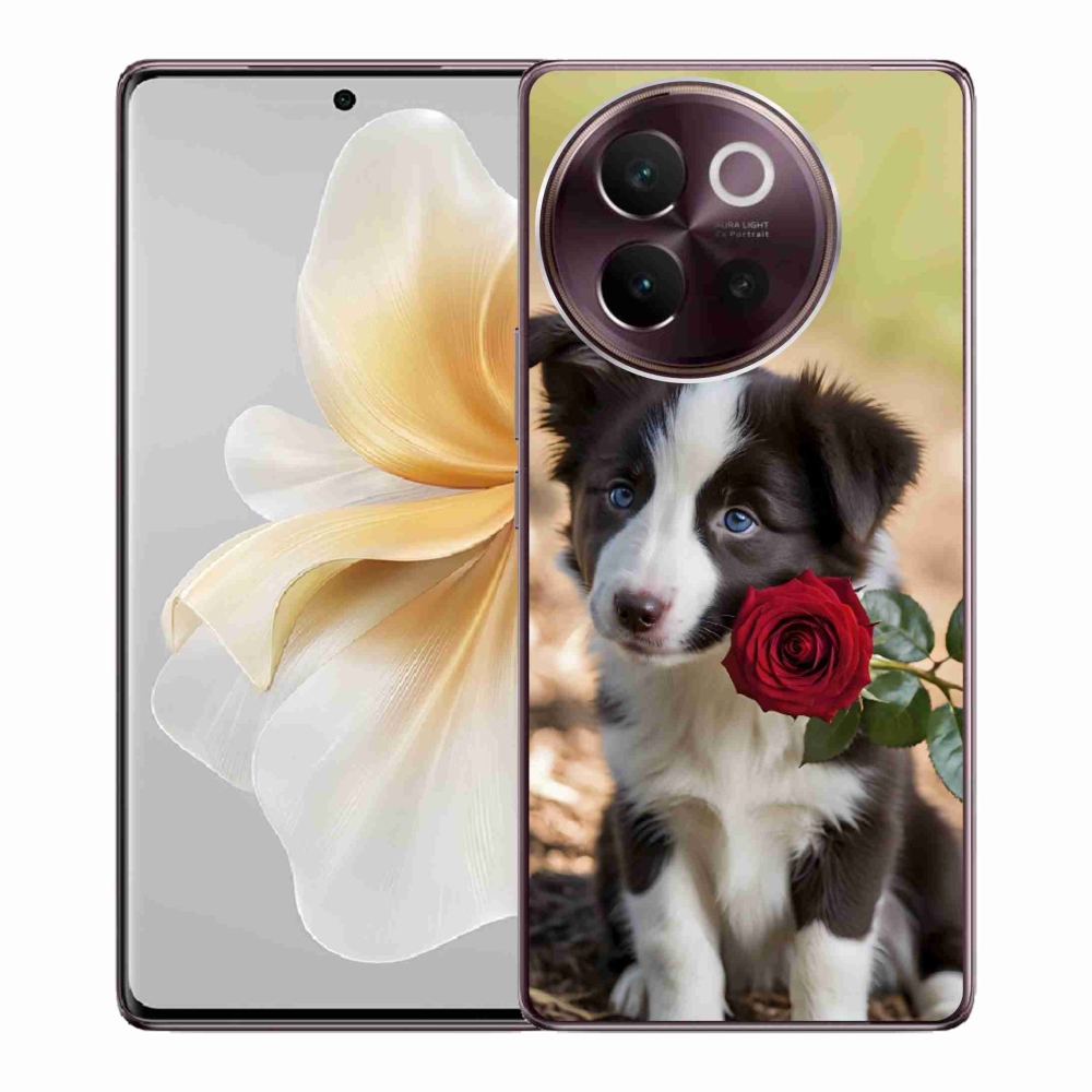 Gélový kryt mmCase na Vivo V40 Lite 5G - roztomilá border kólia s ružou