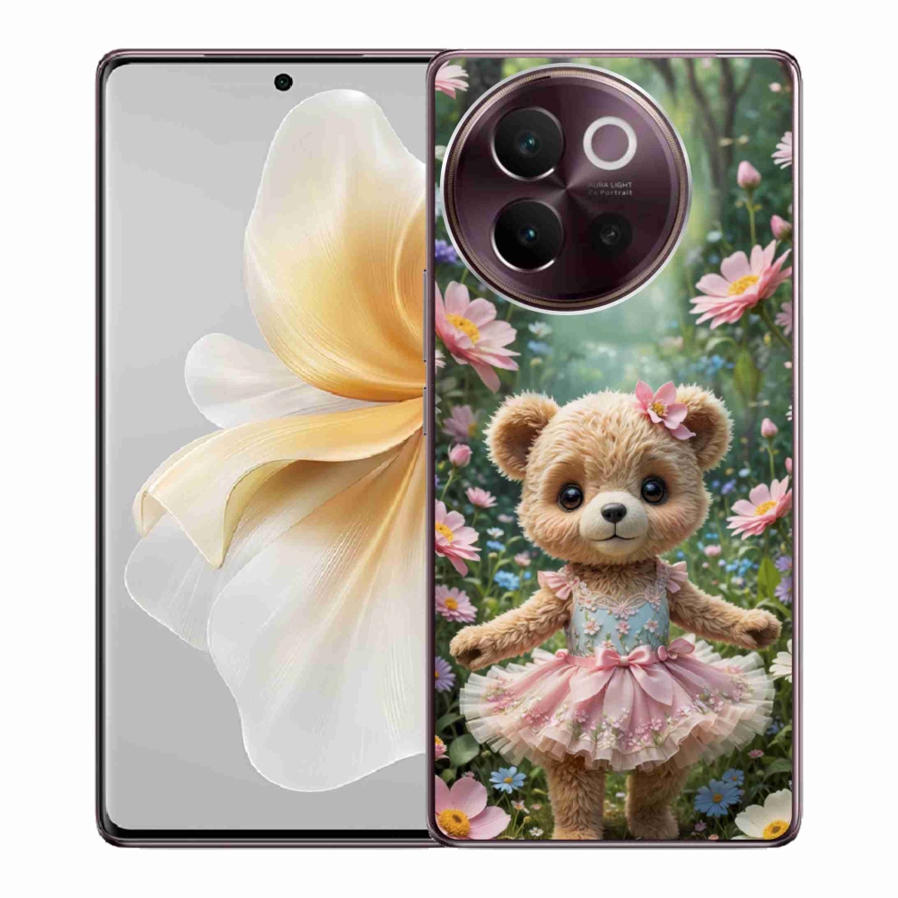 Gélový kryt mmCase na Vivo V40 Lite 5G - roztomilý medvedík v kvetoch