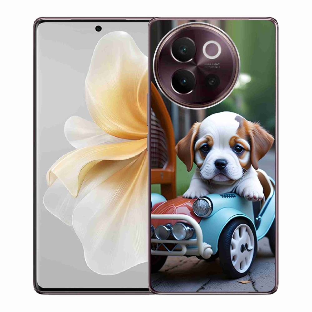 Gélový kryt mmCase na Vivo V40 Lite 5G - šteňa v retro aute