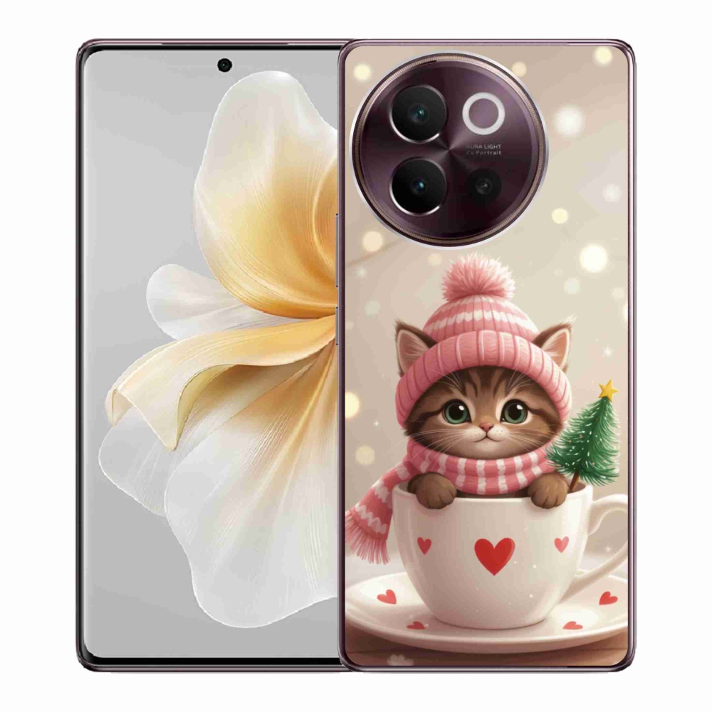 Gélový kryt mmCase na Vivo V40 Lite 5G - vianočné mačiatko v hrnčeku