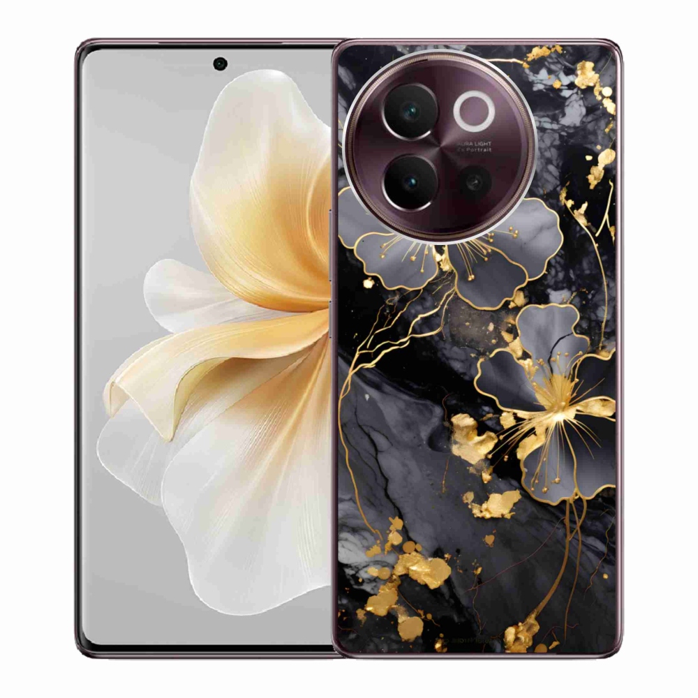 Gélový kryt mmCase na Vivo V40 Lite 5G - zlaté kvety
