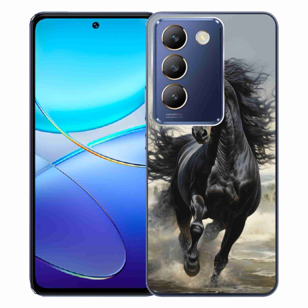 Gélový kryt mmCase na Vivo V40 SE/5G - bežiaci čierny kôň