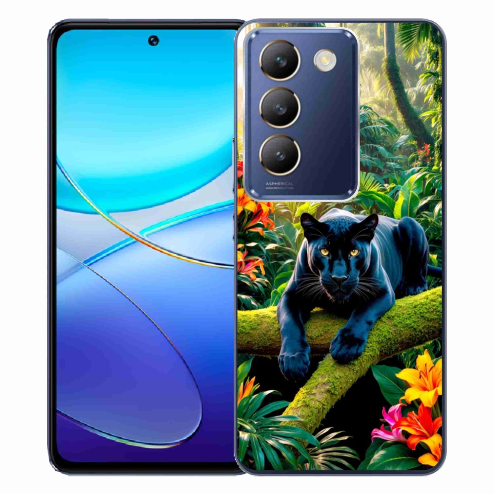 Gélový kryt mmCase na Vivo V40 SE/5G - čierny panter v džungli