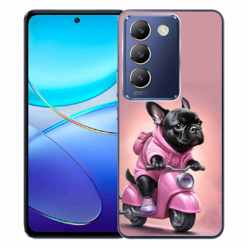 Gélový kryt mmCase na Vivo V40 SE/5G - francúzsky buldoček na skútri