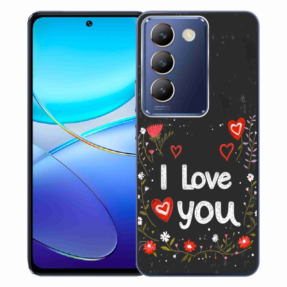 Gélový kryt mmCase na Vivo V40 SE/5G - I love you čierne pozadie
