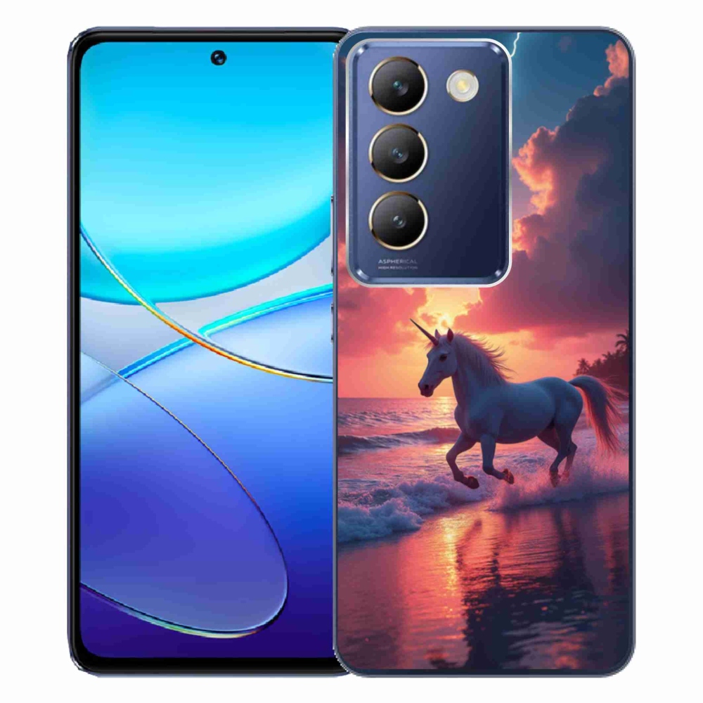 Gélový kryt mmCase na Vivo V40 SE/5G - jednorožec na pláži