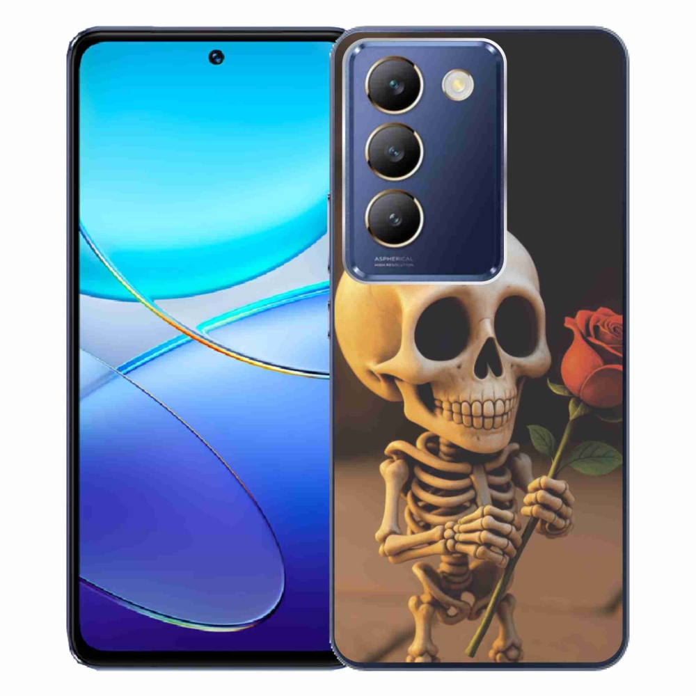 Gélový kryt mmCase na Vivo V40 SE/5G - kostlivec s ružou