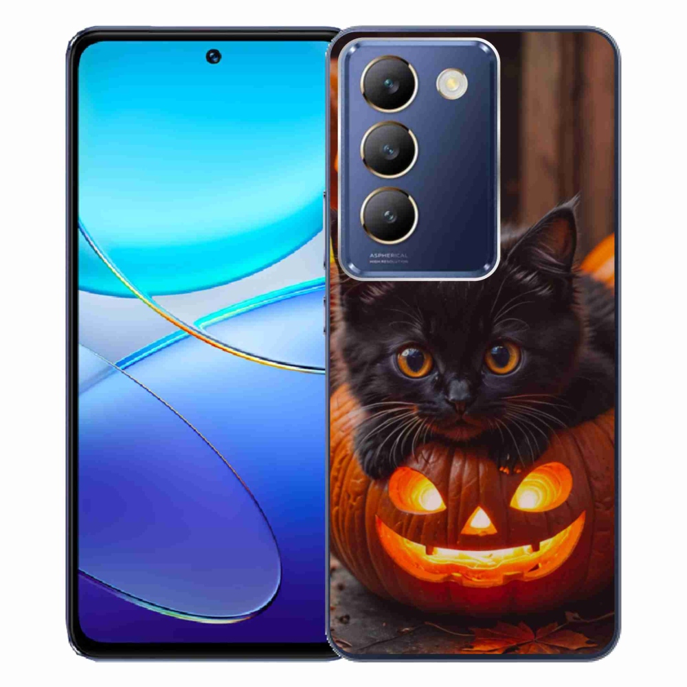 Gélový kryt mmCase na Vivo V40 SE/5G - mačiatko a tekvica