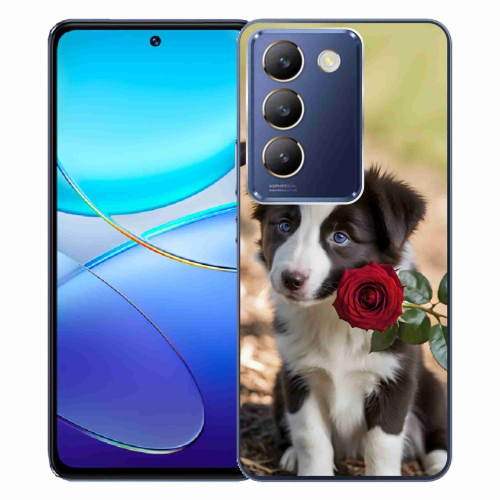 Gélový kryt mmCase na Vivo V40 SE/5G - roztomilá border kólia s ružou