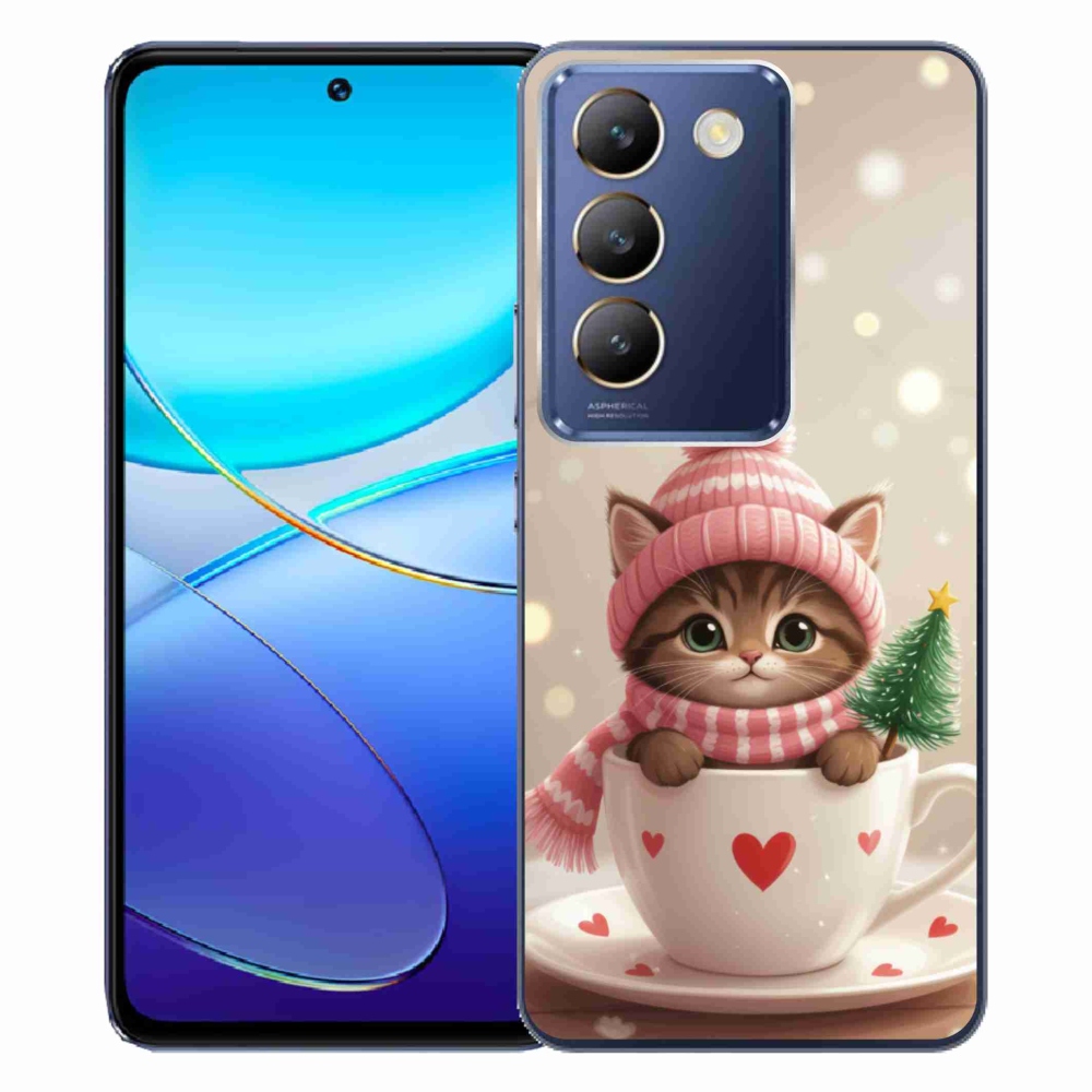 Gélový kryt mmCase na Vivo V40 SE/5G - vianočné mačiatko v hrnčeku