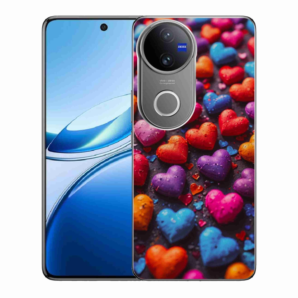Gélový kryt mmCase na Vivo V50 5G - farebné srdcia
