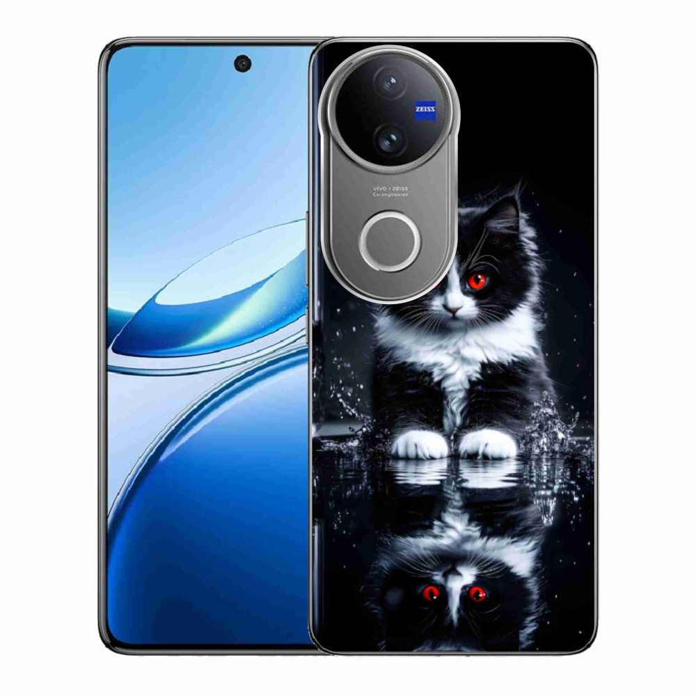 Gélový kryt mmCase na Vivo V50 5G - čiernobiele mačiatko