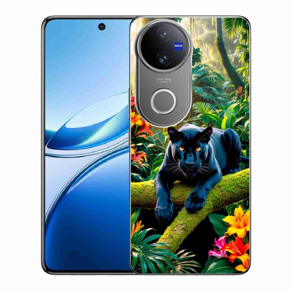 Gélový kryt mmCase na Vivo V50 5G - čierny panter v džungli
