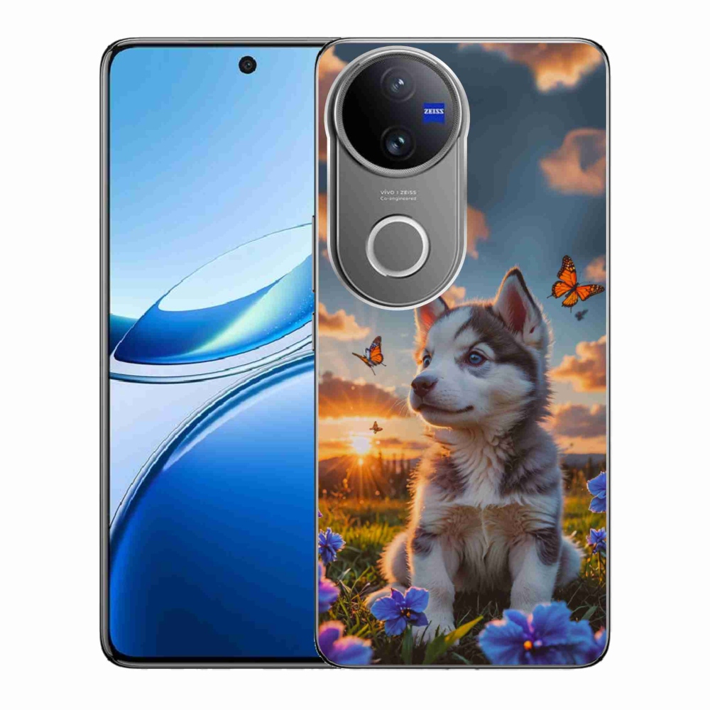 Gélový kryt mmCase na Vivo V50 5G - husky pri západe slnka