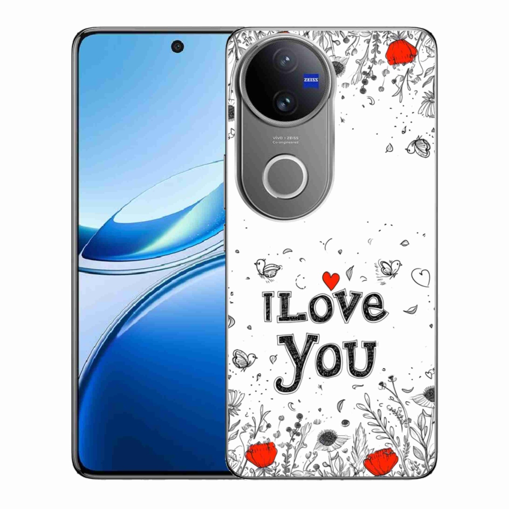 Gélový kryt mmCase na Vivo V50 5G - I love you biele pozadie