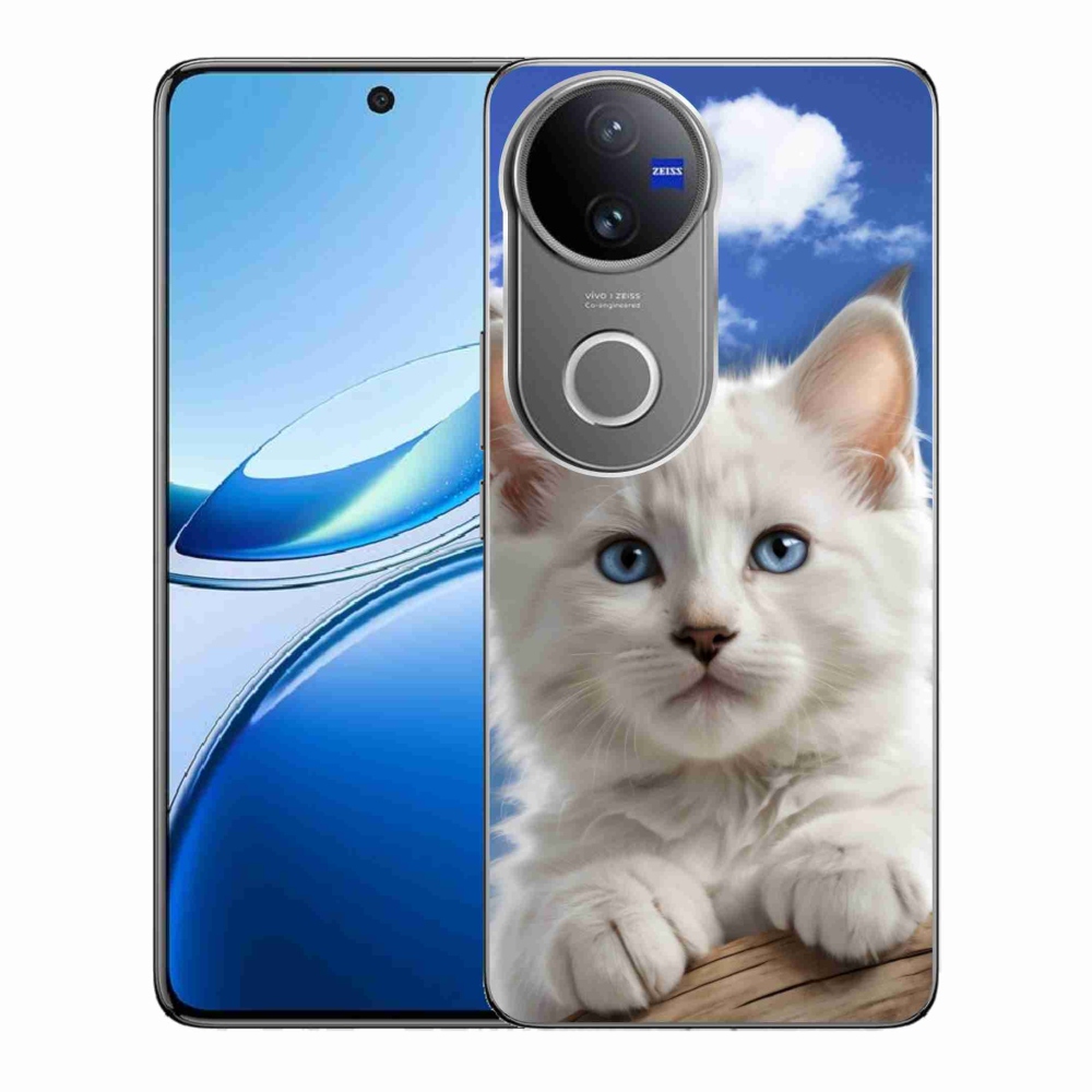Gélový kryt mmCase na Vivo V50 5G - mačiatko a oblaky