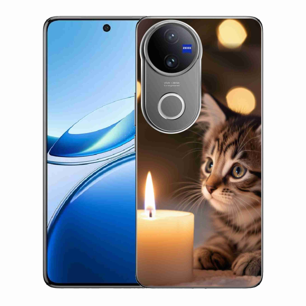 Gélový kryt mmCase na Vivo V50 5G - mačiatko a sviečka