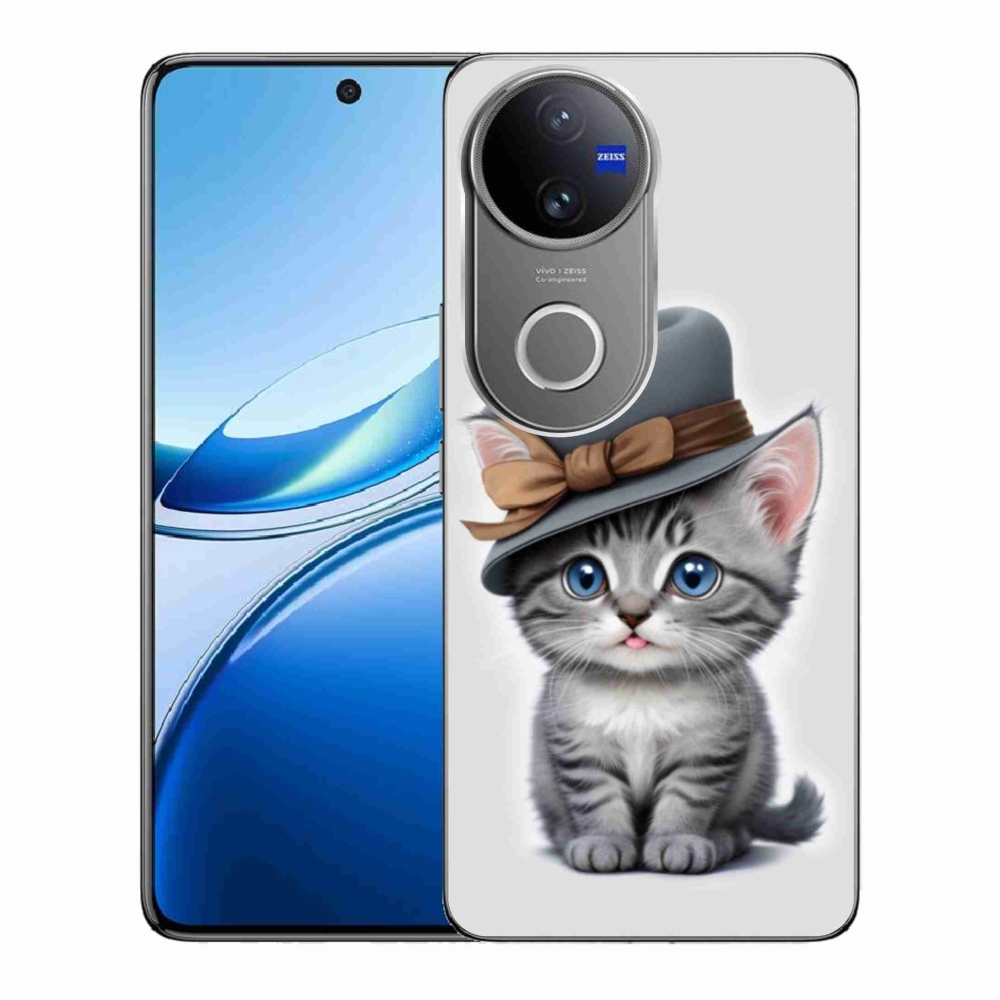 Gélový kryt mmCase na Vivo V50 5G - mačiatko s klobúkom