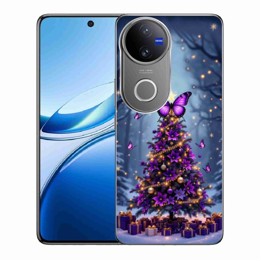 Gélový kryt mmCase na Vivo V50 5G - motýlí vianočný stromček