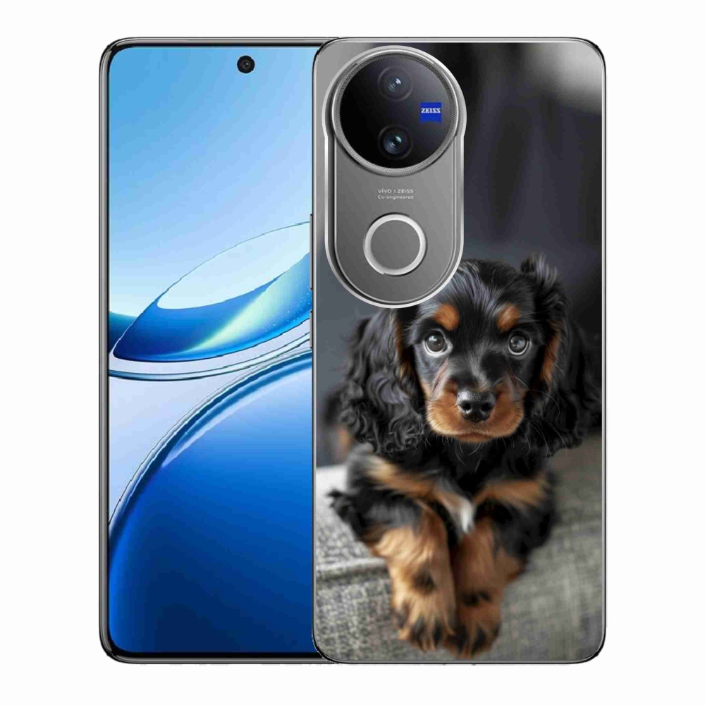 Gélový kryt mmCase na Vivo V50 5G - roztomilý dlhosrstý jazvečík