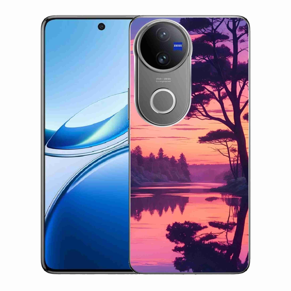 Gélový kryt mmCase na Vivo V50 5G - západ slnka nad jazerom