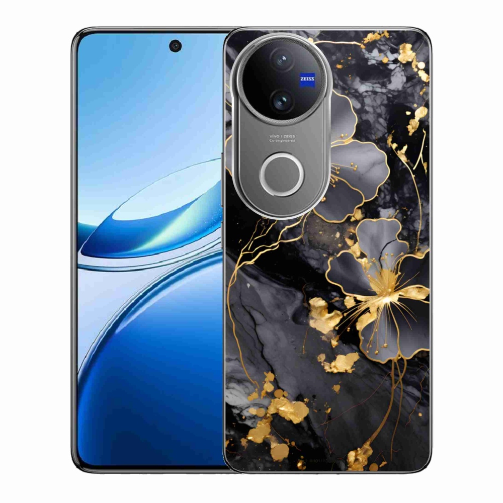 Gélový kryt mmCase na Vivo V50 5G - zlaté kvety