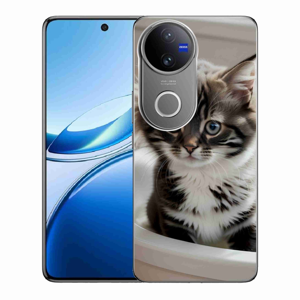 Gélový kryt mmCase na Vivo V50 5G - zvedavé mačiatko