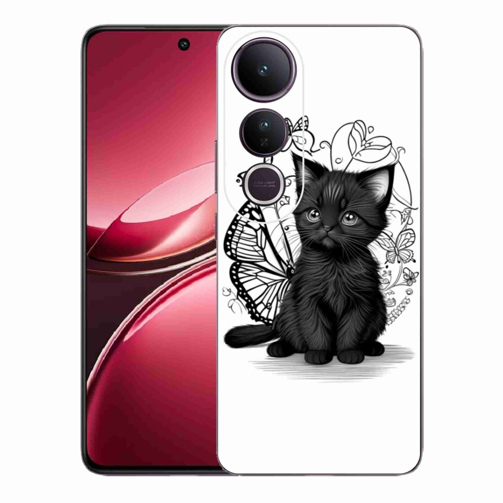 Gélový kryt mmCase na Vivo V50 Lite 4G/5G - čierne mačiatko