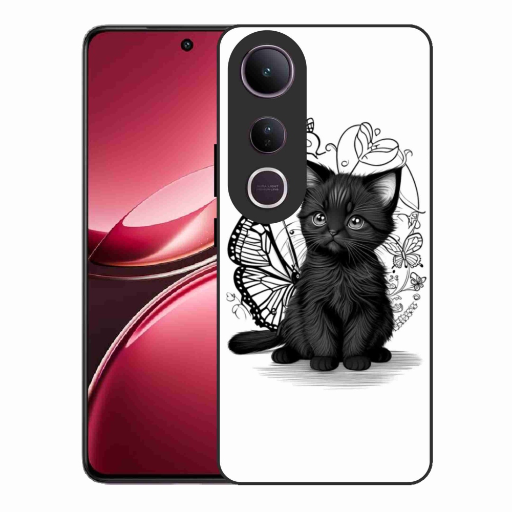 Gélový kryt mmCase na Vivo V50 Lite 4G/5G - čierne mačiatko
