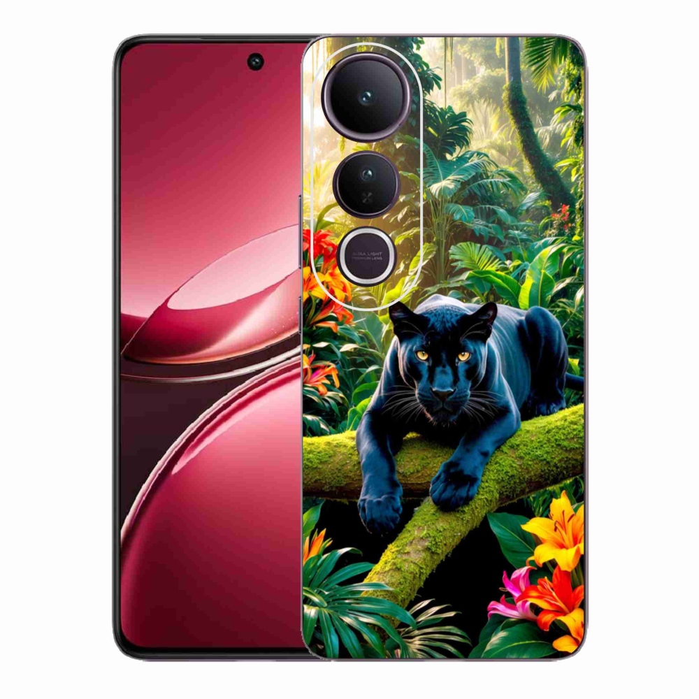 Gélový kryt mmCase na Vivo V50 Lite 4G/5G - čierny panter v džungli