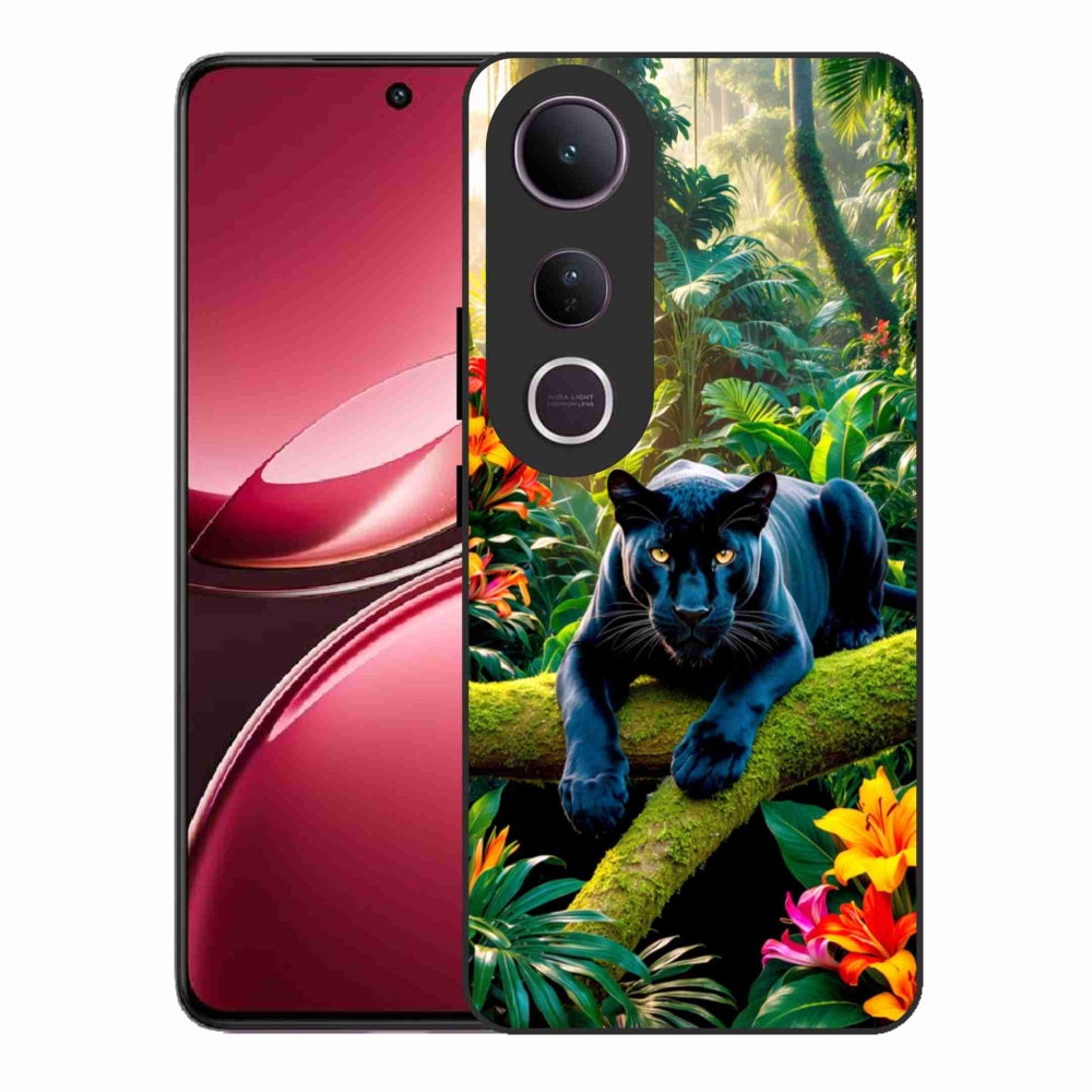 Gélový kryt mmCase na Vivo V50 Lite 4G/5G - čierny panter v džungli