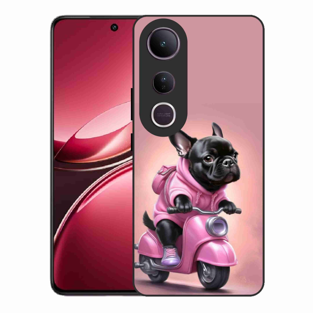 Gélový kryt mmCase na Vivo V50 Lite 4G/5G - francúzsky buldoček na skútri