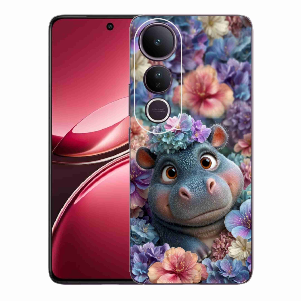 Gélový kryt mmCase na Vivo V50 Lite 4G/5G - hrošík v kvetoch