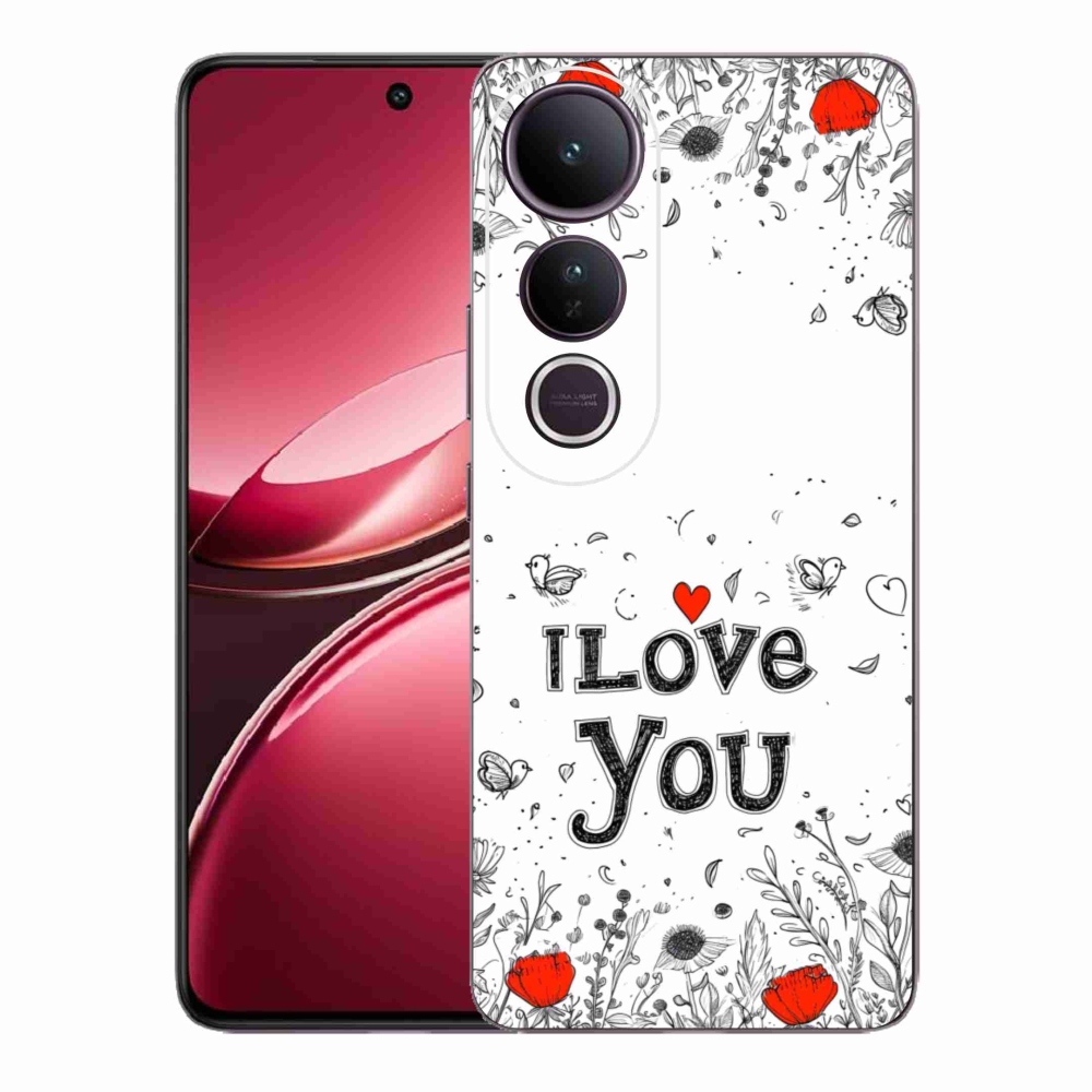 Gélový kryt mmCase na Vivo V50 Lite 4G/5G - I love you biele pozadie