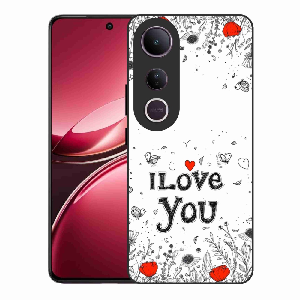 Gélový kryt mmCase na Vivo V50 Lite 4G/5G - I love you biele pozadie