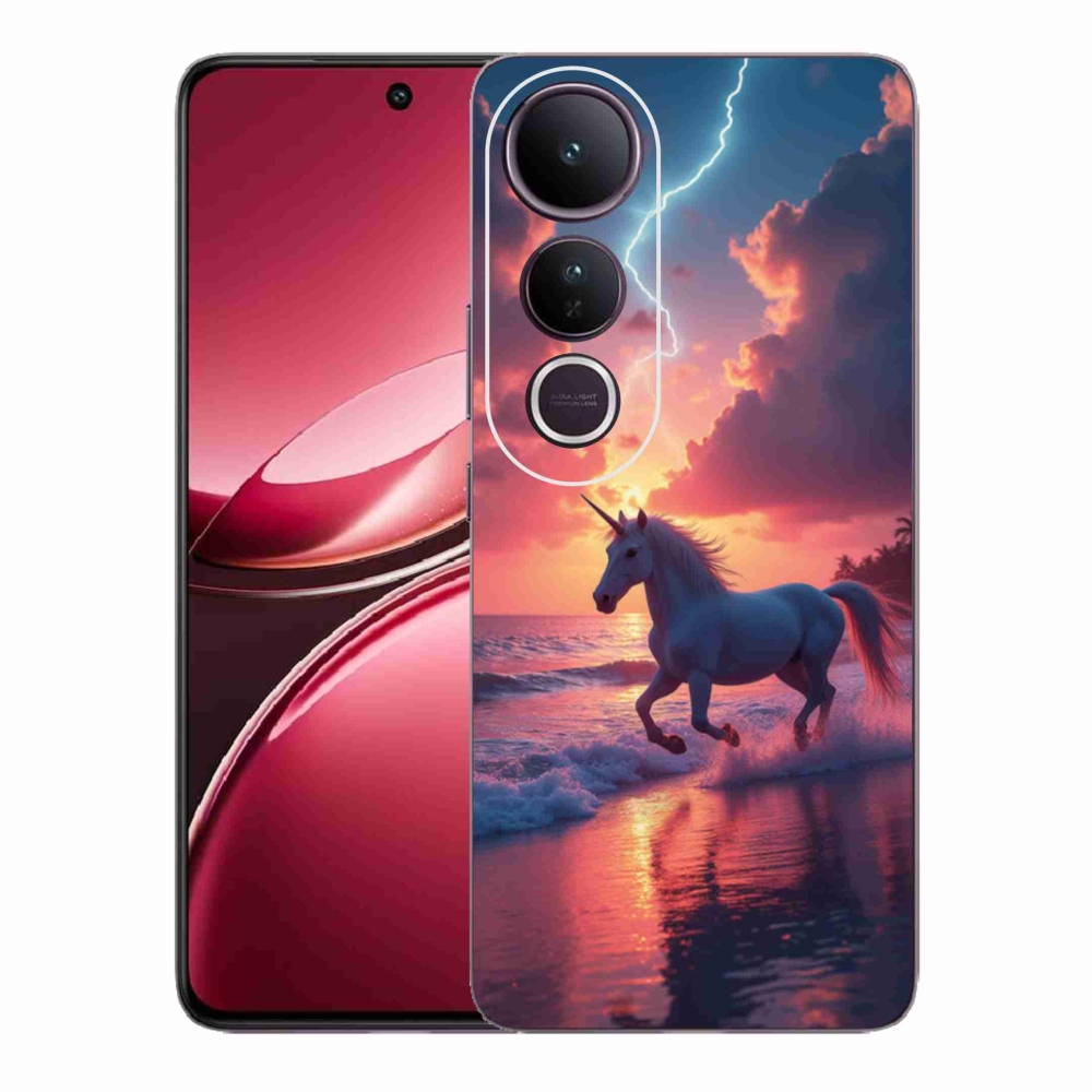 Gélový kryt mmCase na Vivo V50 Lite 4G/5G - jednorožec na pláži