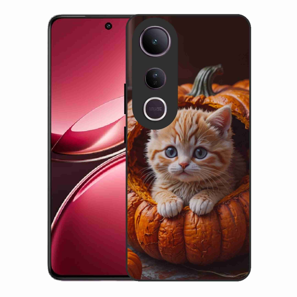 Gélový kryt mmCase na Vivo V50 Lite 4G/5G - mačiatko a tekvica 2