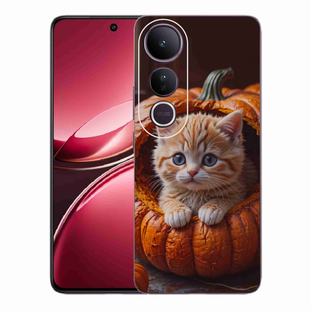 Gélový kryt mmCase na Vivo V50 Lite 4G/5G - mačiatko a tekvica 2