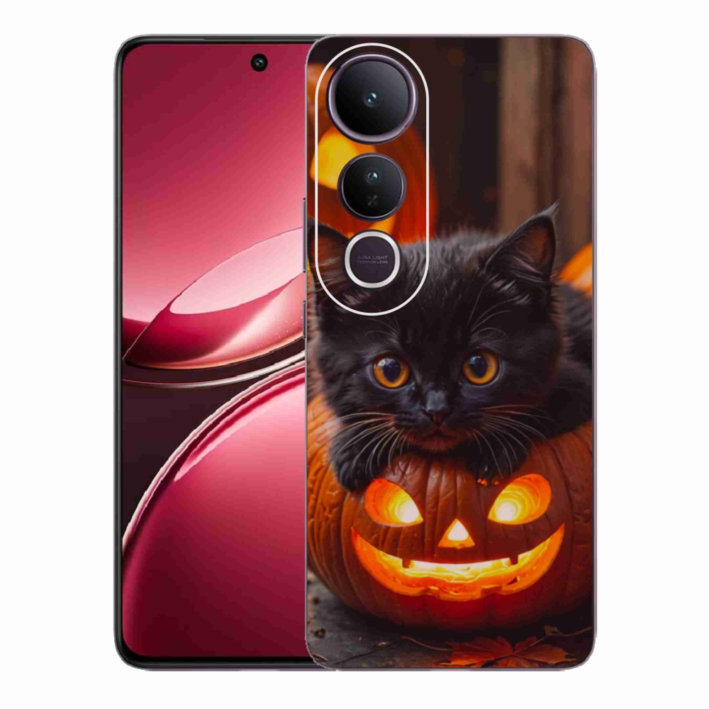 Gélový kryt mmCase na Vivo V50 Lite 4G/5G - mačiatko a tekvica