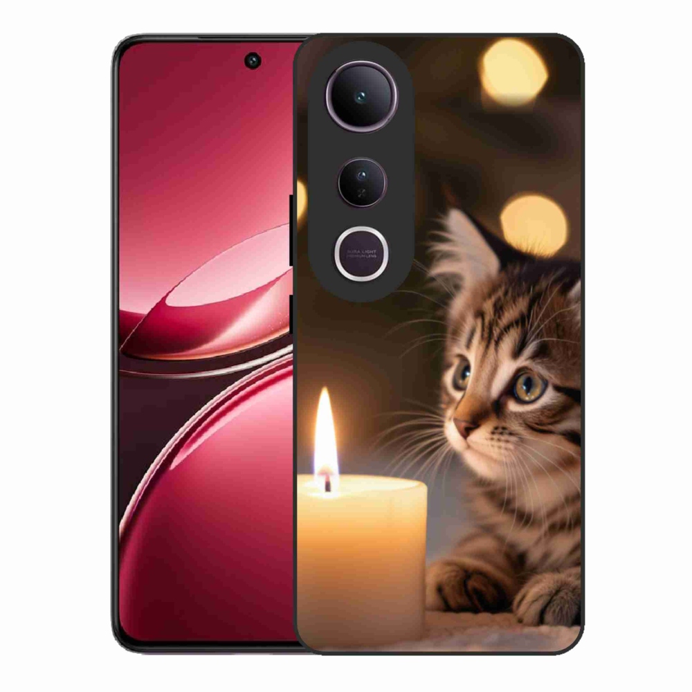 Gélový kryt mmCase na Vivo V50 Lite 4G/5G - mačiatko a sviečka